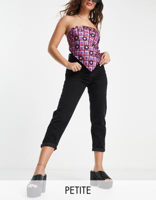 Bershka Petite mom jeans in black - ASOS Price Checker
