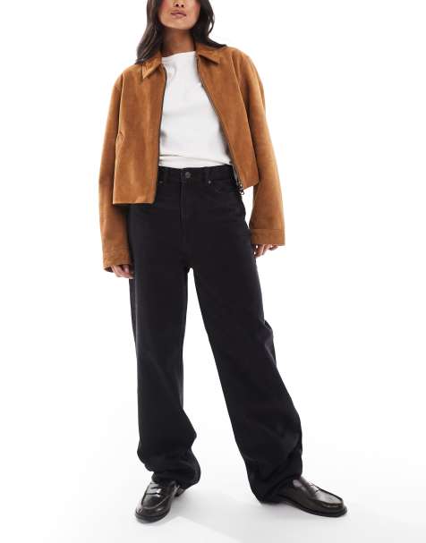 Bershka Petite - Mom jeans met wijde pijpen in zwart - view 1