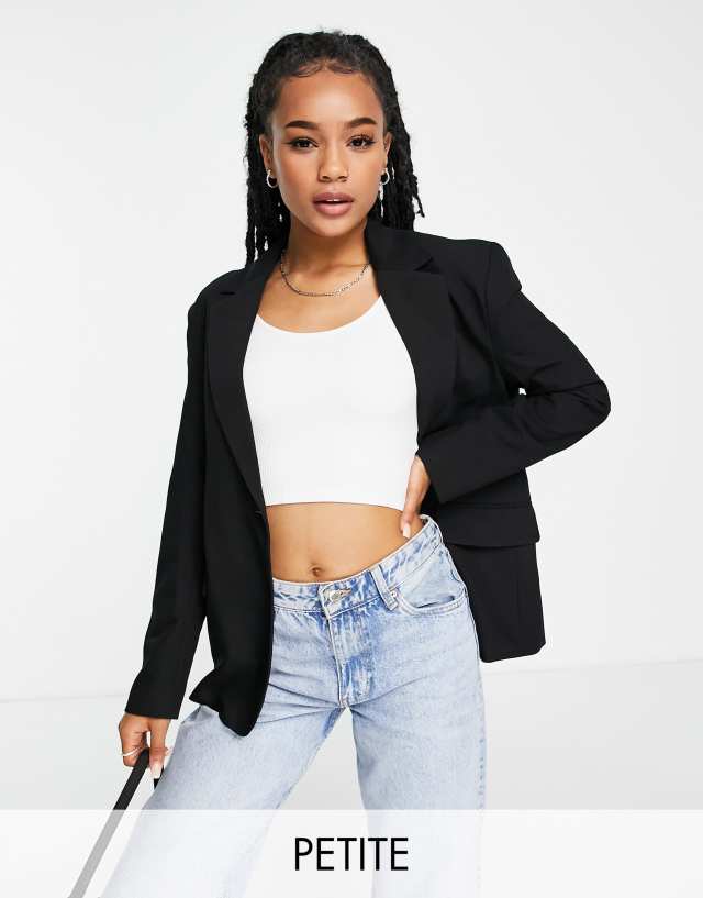 Bershka Petite oversized blazer in black