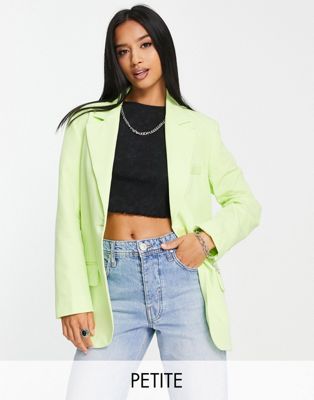 Bershka Petite oversized blazer in lime