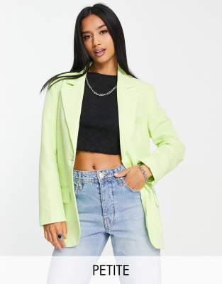 Bershka Petite oversized blazer in lime - ASOS Price Checker