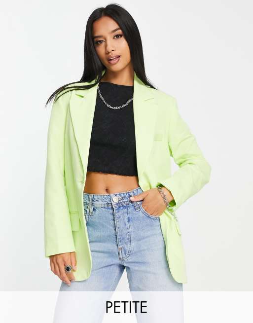 Bershka Petite oversized blazer in lime | ASOS