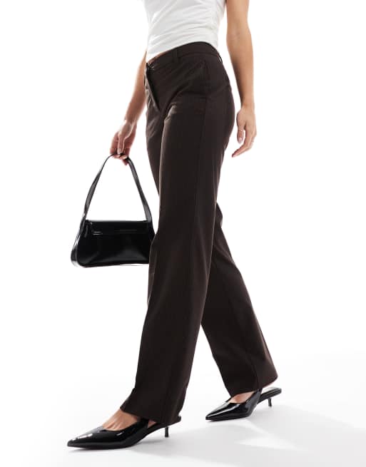 Bershka Petite - Pantalon droit habillé - Marron, 2 de 5