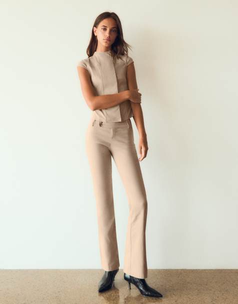 Bershka Petite pantalon évasé en bengaline écru - view 1