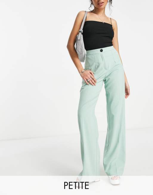 Bershka Petite - Pantalon large ajusté coupe dad ample - Vert sauge
