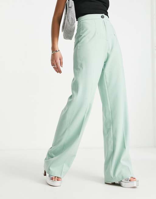 Bershka Petite - Pantalon large ajusté coupe dad ample - Vert sauge, 2 de 4