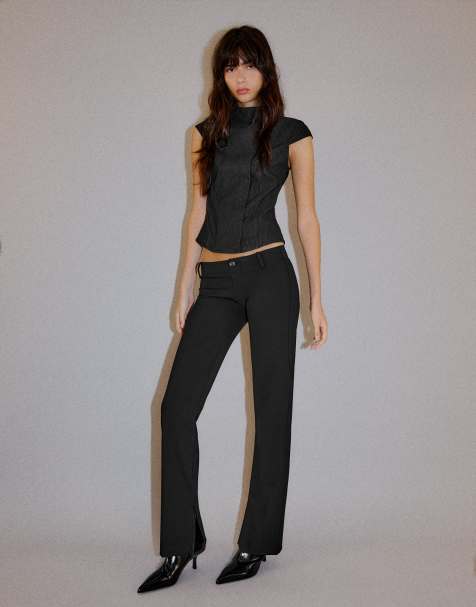 Bershka Petite pantalon slim taille basse noir - view 1