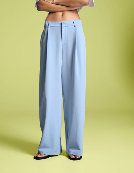 Bershka Petite - Pantalon volumineux double épaisseur - Bleu clair, 2 de 5
