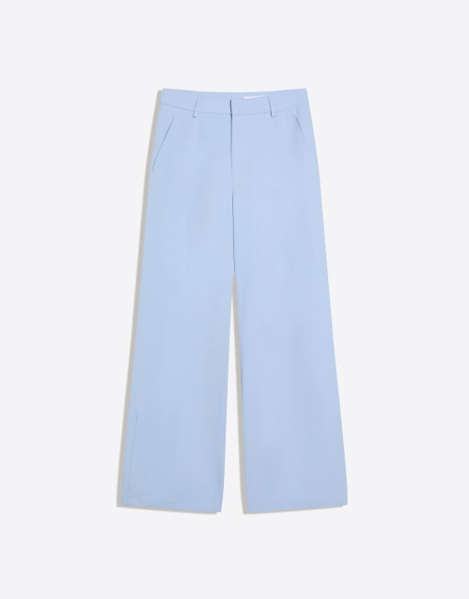 Bershka Petite - Pantalon volumineux double épaisseur - Bleu clair, 4 de 5