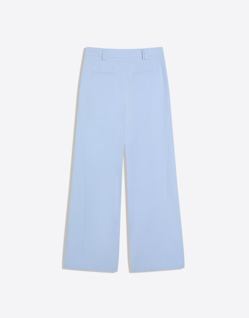Bershka Petite - Pantalon volumineux double épaisseur - Bleu clair, 5 de 5