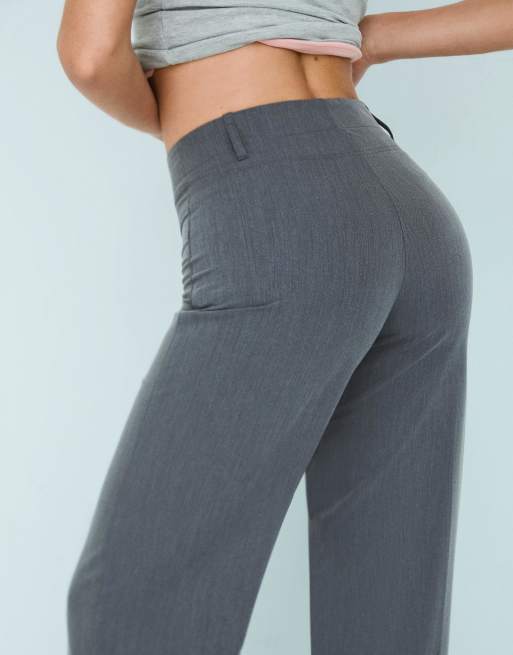 Bershka Petite - Pantaloni a fondo ampio color grigio chiaro, 2 di 4