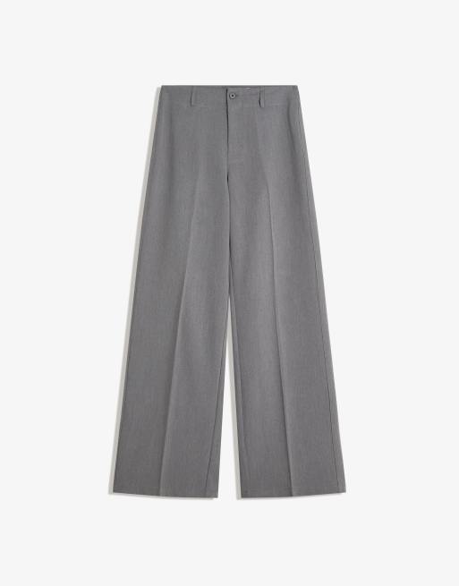 Bershka Petite - Pantaloni a fondo ampio color grigio chiaro, 3 di 4