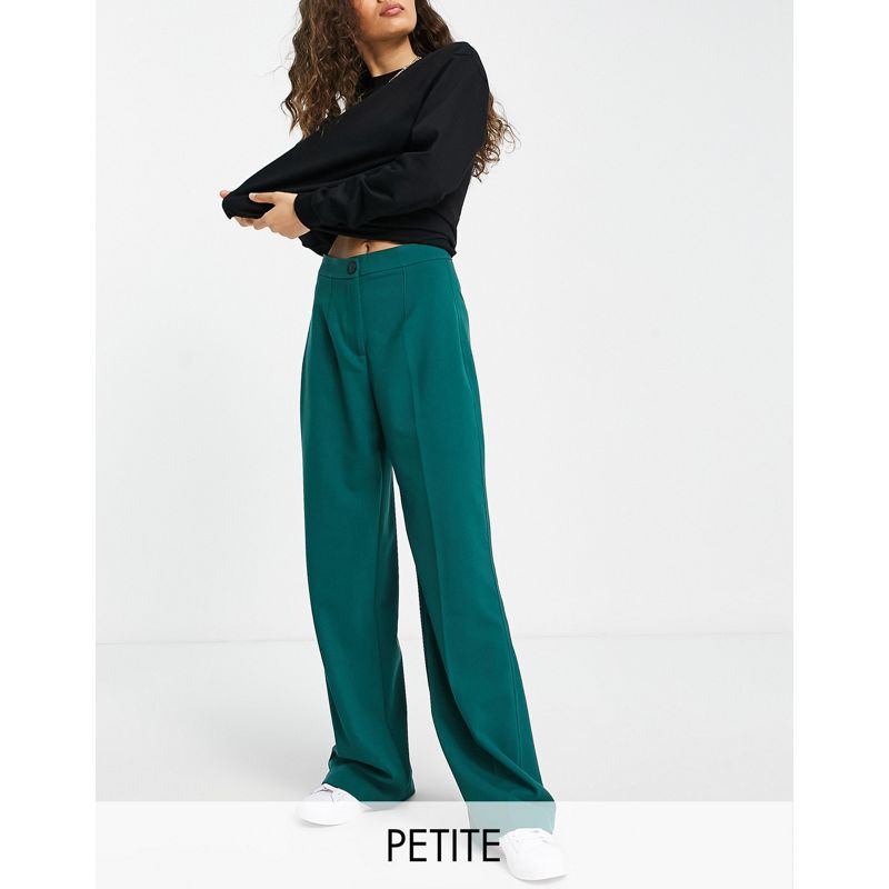 Donna Pantaloni e leggings Bershka Petite - Pantaloni dad sartoriali verde scuro a fondo ampio extra larghi