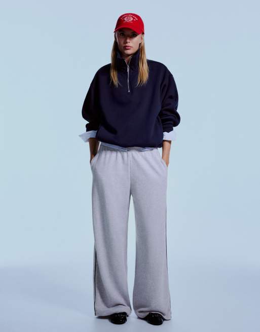 Bershka Petite Plüsch-Joggerhose in Hellgrau, 4 von 5