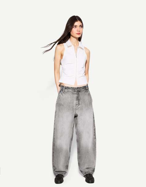 Bershka Petite skater jeans in grey - view 1