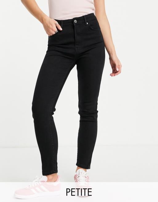 Bershka Petite - Skinny jeans met hoge taille in zwart