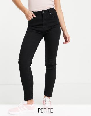 Bershka Petite - Skinny-Jeans mit hohem Bund in Schwarz