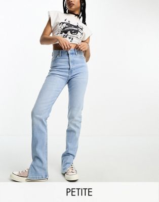 Bershka Petite split hem jeans in light blue - ASOS Price Checker