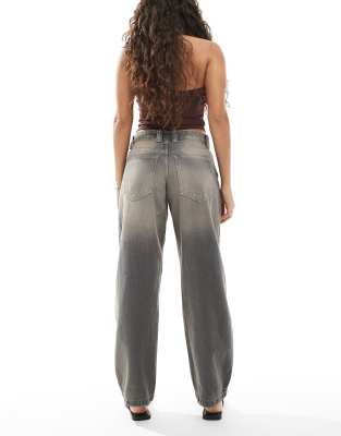 Bershka Petite Slouchy Baggy Jeans In Gray
