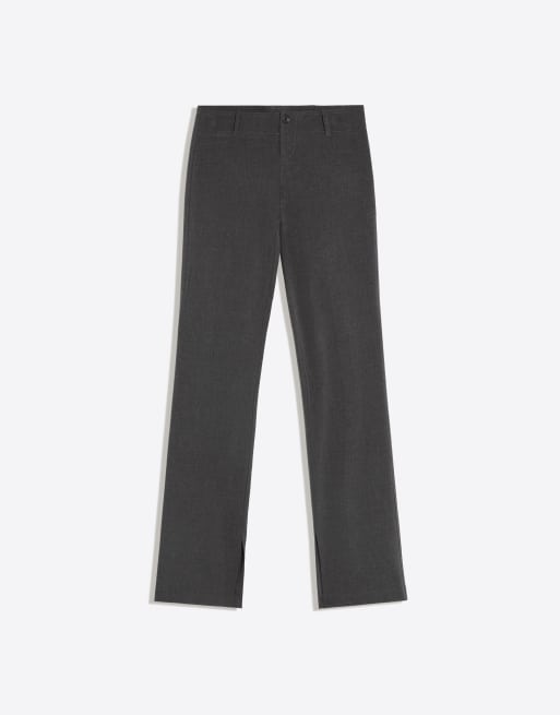 Bershka Petite smala byxor med låg midja i ljusgrått, 5 av 5