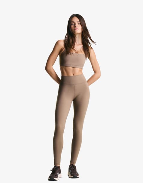 Bershka Petite - Sneldrogende, ademende legging in camel - view 1