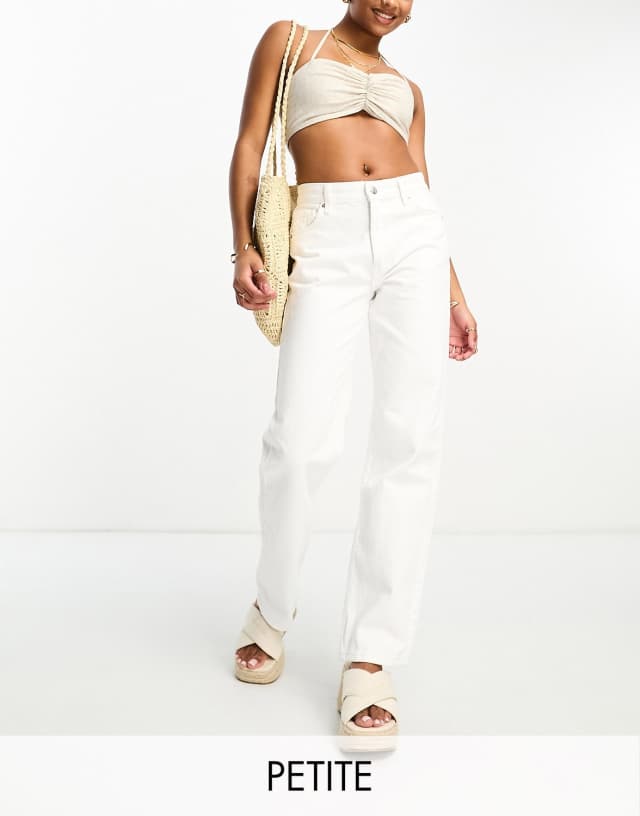 Bershka Petite straight leg jean in white