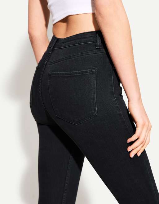 Grey Super High Rise Cropped Bershka Bershka Petite Super High