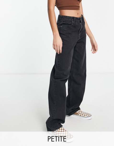Bershka Petite – Svarta dad jeans med hög midja - view 1