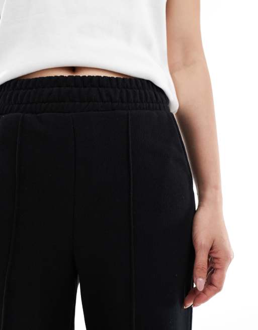 Bershka Petite – Svarta mjukisbyxor med vida ben, del av set, 3 av 5