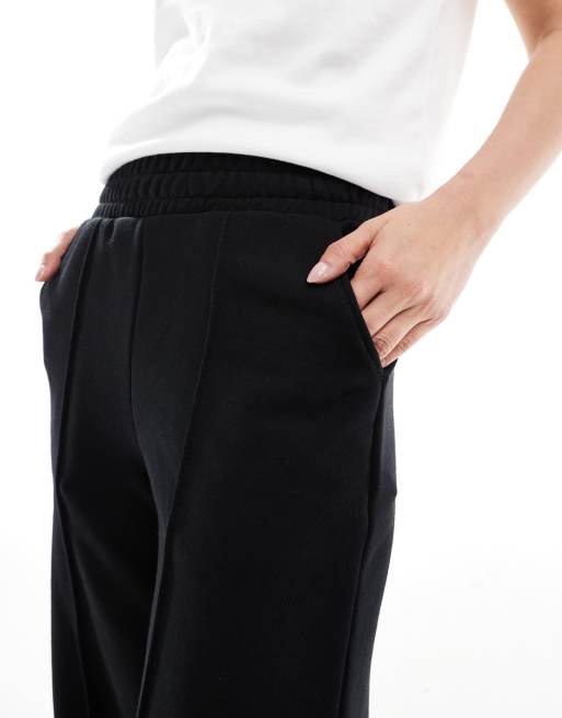 Bershka Petite – Svarta mjukisbyxor med vida ben, del av set, 5 av 5