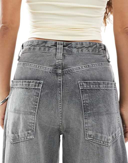 Bershka Petite – Szare jeansy skater, 4 z 5