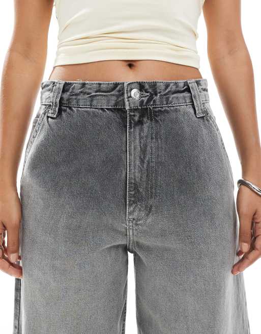 Bershka Petite – Szare jeansy skater, 5 z 5