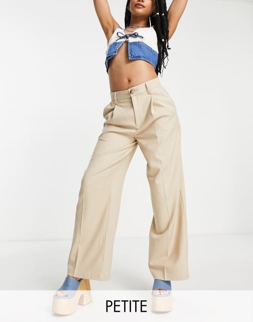 Bershka Petite tailored dad trouser co-ord in ecru