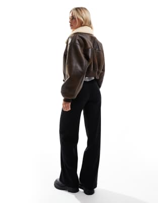 Shop Bershka Petite Tailored Pants In Black