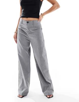 Bershka Flared Tailored Pants In Gray In Gray
