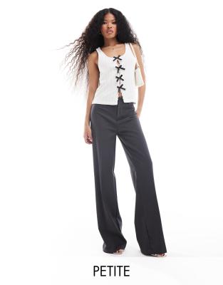 Petite tailored pants in slate gray