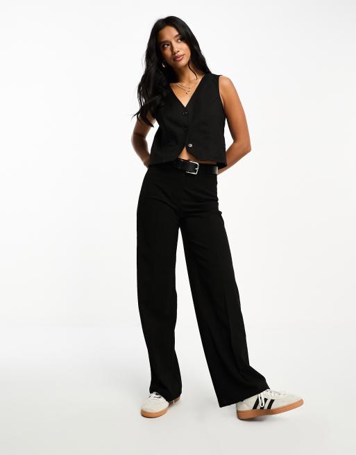 Womens Elegant Two Piece Suit Boat Neck Crop Tops Wide Leg Pants Casual  Party