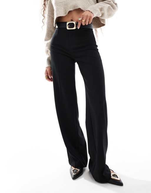Bershka Petite wide leg dad trousers in black, 2 of 5