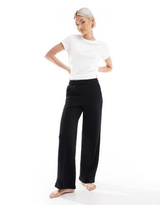 Bershka Bershka Petite wide leg joggers co-ord in black