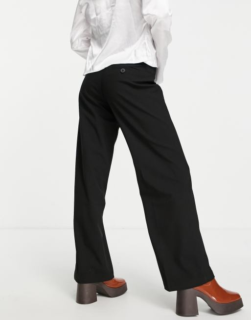 Bershka wide leg slouchy dad tailored trousers in black