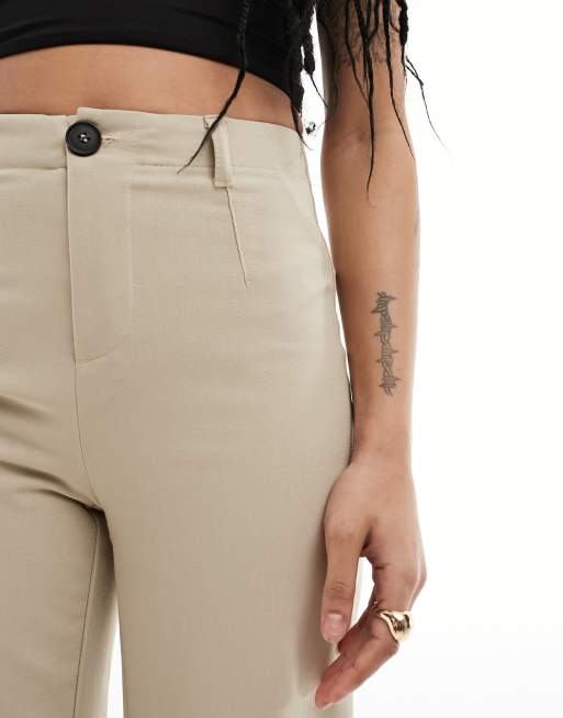 Bershka wide leg slouchy dad tailored pants in camel - ShopStyle