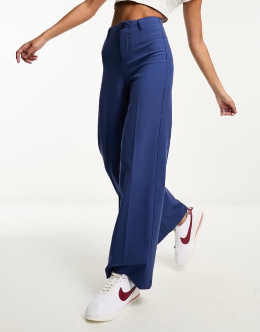 Navy wide sale leg trousers petite