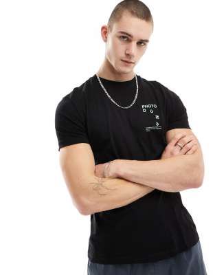 Bershka Photo Back Graphic T-shirt In Black