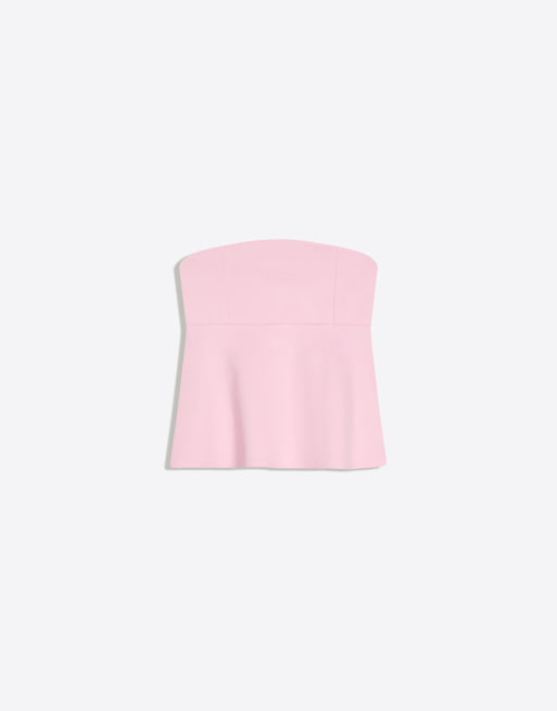 Bershka - Pink bandeau-top med peplumkant, 3 af 4