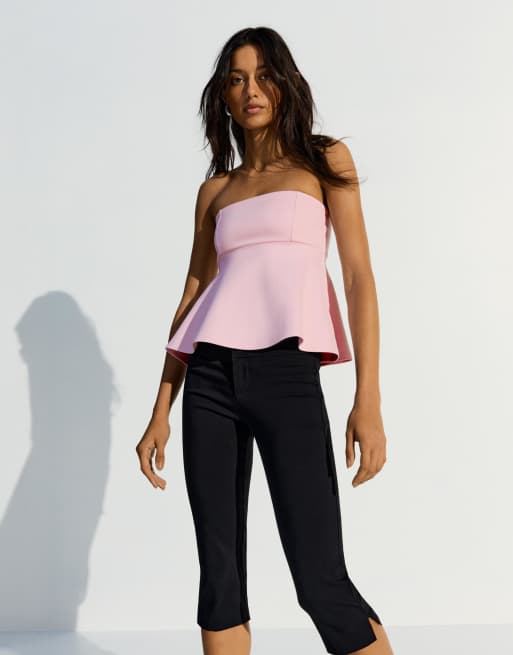 Bershka - Pink bandeau-top med peplumkant, 4 af 4