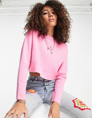 Pink flæsekjole med rund hals