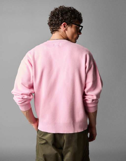 Bershka - Pink trøje med rund hals og print, 4 af 4