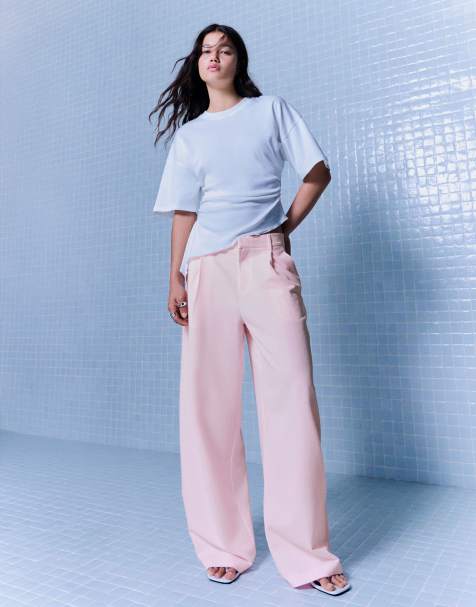 Bershka - Pink voluminøse bukser i dobbeltstof - view 1