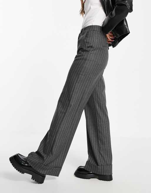 Grey and cheap black striped trousers