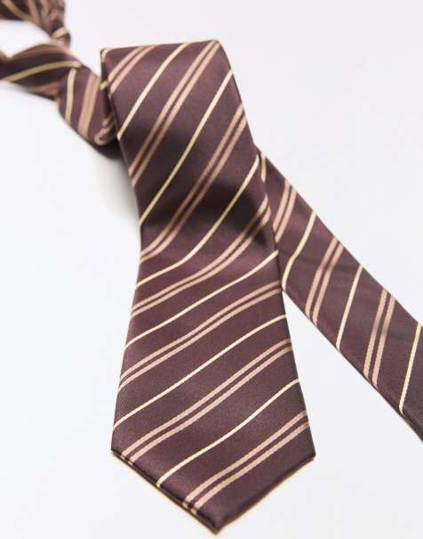 Bershka Pinstripe tie in brown - view 1